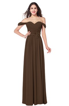 ColsBM Katelyn Chocolate Brown Bridesmaid Dresses Zip up A-line Floor Length Sweetheart Short Sleeve Gorgeous