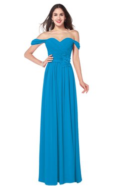 ColsBM Katelyn Cornflower Blue Bridesmaid Dresses Zip up A-line Floor Length Sweetheart Short Sleeve Gorgeous