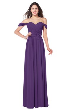 ColsBM Katelyn Dark Purple Bridesmaid Dresses Zip up A-line Floor Length Sweetheart Short Sleeve Gorgeous