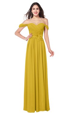 ColsBM Katelyn Lemon Curry Bridesmaid Dresses Zip up A-line Floor Length Sweetheart Short Sleeve Gorgeous