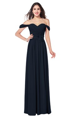 ColsBM Katelyn Navy Blue Bridesmaid Dresses Zip up A-line Floor Length Sweetheart Short Sleeve Gorgeous