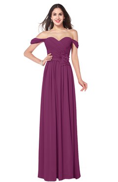 ColsBM Katelyn Raspberry Bridesmaid Dresses Zip up A-line Floor Length Sweetheart Short Sleeve Gorgeous