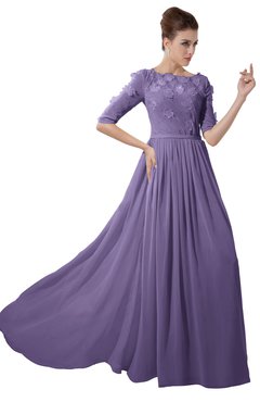 ColsBM Rene Chalk Violet Bridesmaid Dresses Boat Flower A-line Elastic Elbow Length Sleeve Hawaiian