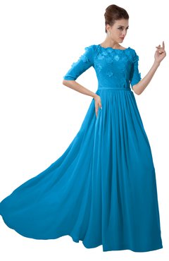 ColsBM Rene Cornflower Blue Bridesmaid Dresses Boat Flower A-line Elastic Elbow Length Sleeve Hawaiian