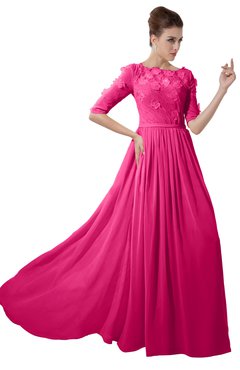 ColsBM Rene Fandango Pink Bridesmaid Dresses Boat Flower A-line Elastic Elbow Length Sleeve Hawaiian