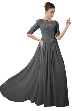 ColsBM Rene Grey Bridesmaid Dresses Boat Flower A-line Elastic Elbow Length Sleeve Hawaiian