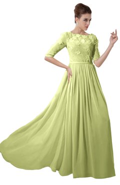 ColsBM Rene Lime Green Bridesmaid Dresses Boat Flower A-line Elastic Elbow Length Sleeve Hawaiian