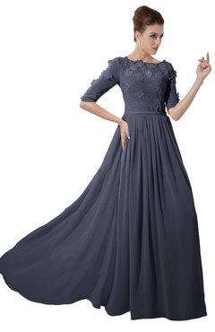 ColsBM Rene Nightshadow Blue Bridesmaid Dresses Boat Flower A-line Elastic Elbow Length Sleeve Hawaiian