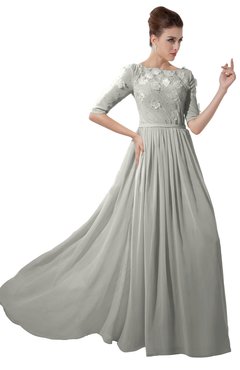 ColsBM Rene Platinum Bridesmaid Dresses Boat Flower A-line Elastic Elbow Length Sleeve Hawaiian