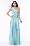 ColsBM Emmeline Aqua Modern A-line Half Backless Chiffon Floor Length Ruching Plus Size Bridesmaid Dresses