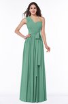 ColsBM Emmeline Beryl Green Modern A-line Half Backless Chiffon Floor Length Ruching Plus Size Bridesmaid Dresses
