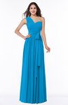 ColsBM Emmeline Cornflower Blue Modern A-line Half Backless Chiffon Floor Length Ruching Plus Size Bridesmaid Dresses