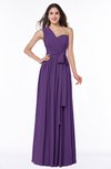 ColsBM Emmeline Dark Purple Modern A-line Half Backless Chiffon Floor Length Ruching Plus Size Bridesmaid Dresses