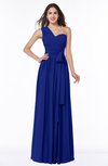 ColsBM Emmeline Electric Blue Modern A-line Half Backless Chiffon Floor Length Ruching Plus Size Bridesmaid Dresses