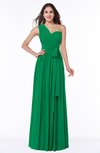 ColsBM Emmeline Green Modern A-line Half Backless Chiffon Floor Length Ruching Plus Size Bridesmaid Dresses