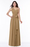 ColsBM Emmeline Indian Tan Modern A-line Half Backless Chiffon Floor Length Ruching Plus Size Bridesmaid Dresses