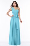 ColsBM Emmeline Light Blue Modern A-line Half Backless Chiffon Floor Length Ruching Plus Size Bridesmaid Dresses