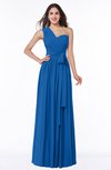 ColsBM Emmeline Royal Blue Modern A-line Half Backless Chiffon Floor Length Ruching Plus Size Bridesmaid Dresses