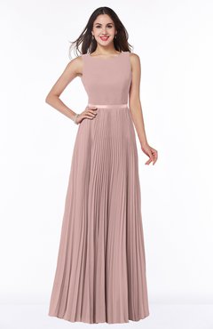 ColsBM Nicole Blush Pink Elegant A-line Sleeveless Chiffon Floor Length Pleated Plus Size Bridesmaid Dresses