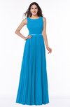 ColsBM Nicole Cornflower Blue Elegant A-line Sleeveless Chiffon Floor Length Pleated Plus Size Bridesmaid Dresses