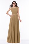 ColsBM Nicole Indian Tan Elegant A-line Sleeveless Chiffon Floor Length Pleated Plus Size Bridesmaid Dresses