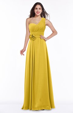 ColsBM Raquel Lemon Curry Elegant A-line Asymmetric Neckline Sleeveless Floor Length Sash Plus Size Bridesmaid Dresses
