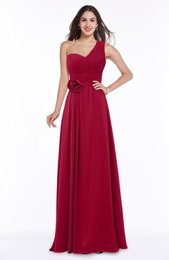 ColsBM Raquel Maroon Elegant A-line Asymmetric Neckline Sleeveless Floor Length Sash Plus Size Bridesmaid Dresses