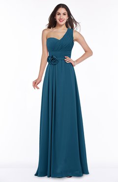 ColsBM Raquel Moroccan Blue Elegant A-line Asymmetric Neckline Sleeveless Floor Length Sash Plus Size Bridesmaid Dresses