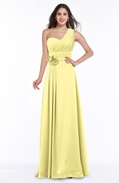 ColsBM Raquel Pastel Yellow Elegant A-line Asymmetric Neckline Sleeveless Floor Length Sash Plus Size Bridesmaid Dresses