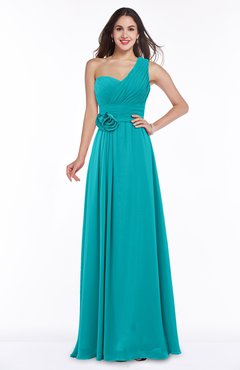 ColsBM Raquel Peacock Blue Elegant A-line Asymmetric Neckline Sleeveless Floor Length Sash Plus Size Bridesmaid Dresses