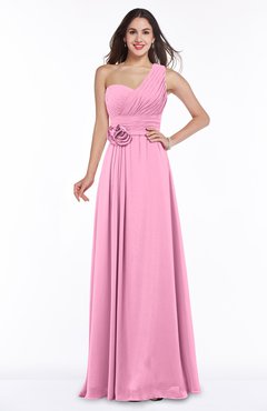ColsBM Raquel Pink Elegant A-line Asymmetric Neckline Sleeveless Floor Length Sash Plus Size Bridesmaid Dresses
