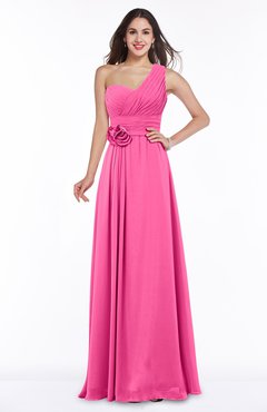 ColsBM Raquel Rose Pink Elegant A-line Asymmetric Neckline Sleeveless Floor Length Sash Plus Size Bridesmaid Dresses
