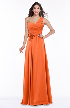 ColsBM Raquel Tangerine Elegant A-line Asymmetric Neckline Sleeveless Floor Length Sash Plus Size Bridesmaid Dresses