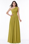 ColsBM Nova Golden Olive Modern A-line Asymmetric Neckline Sleeveless Half Backless Chiffon Plus Size Bridesmaid Dresses