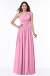 ColsBM Nova Pink Modern A-line Asymmetric Neckline Sleeveless Half Backless Chiffon Plus Size Bridesmaid Dresses
