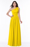 ColsBM Nova Yellow Modern A-line Asymmetric Neckline Sleeveless Half Backless Chiffon Plus Size Bridesmaid Dresses