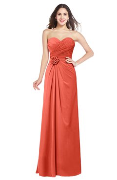 ColsBM Josie Living Coral Glamorous Sweetheart Sleeveless Zip up Flower Plus Size Bridesmaid Dresses