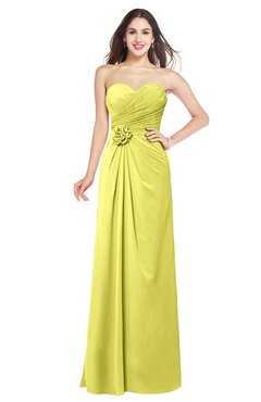 ColsBM Josie Pale Yellow Glamorous Sweetheart Sleeveless Zip up Flower Plus Size Bridesmaid Dresses