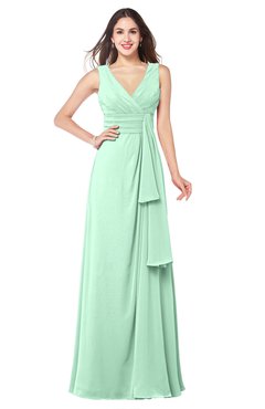 ColsBM Brenda Honeydew Romantic Thick Straps Sleeveless Zipper Floor Length Sash Plus Size Bridesmaid Dresses