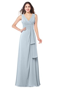 ColsBM Brenda Illusion Blue Romantic Thick Straps Sleeveless Zipper Floor Length Sash Plus Size Bridesmaid Dresses