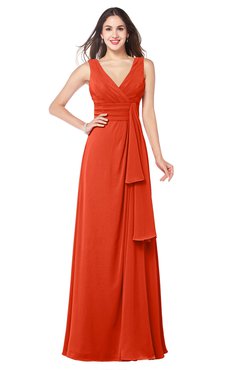 ColsBM Brenda Persimmon Romantic Thick Straps Sleeveless Zipper Floor Length Sash Plus Size Bridesmaid Dresses