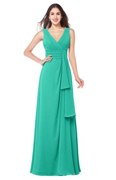 ColsBM Brenda Viridian Green Romantic Thick Straps Sleeveless Zipper Floor Length Sash Plus Size Bridesmaid Dresses