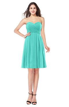 ColsBM Jillian Blue Turquoise Gorgeous Sweetheart Sleeveless Half Backless Knee Length Plus Size Bridesmaid Dresses