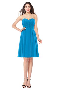 ColsBM Jillian Cornflower Blue Gorgeous Sweetheart Sleeveless Half Backless Knee Length Plus Size Bridesmaid Dresses