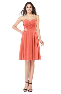 ColsBM Jillian Fusion Coral Gorgeous Sweetheart Sleeveless Half Backless Knee Length Plus Size Bridesmaid Dresses