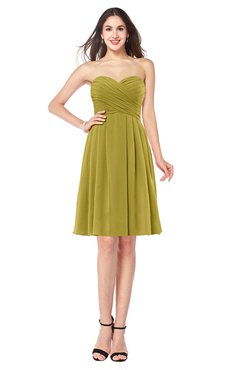 ColsBM Jillian Golden Olive Gorgeous Sweetheart Sleeveless Half Backless Knee Length Plus Size Bridesmaid Dresses