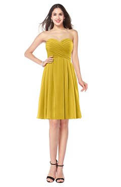ColsBM Jillian Lemon Curry Gorgeous Sweetheart Sleeveless Half Backless Knee Length Plus Size Bridesmaid Dresses