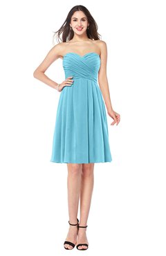 ColsBM Jillian Light Blue Gorgeous Sweetheart Sleeveless Half Backless Knee Length Plus Size Bridesmaid Dresses
