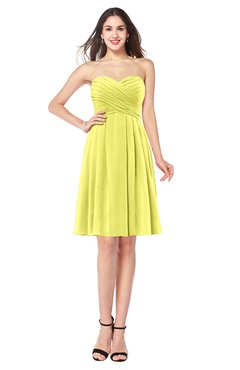 ColsBM Jillian Pale Yellow Gorgeous Sweetheart Sleeveless Half Backless Knee Length Plus Size Bridesmaid Dresses