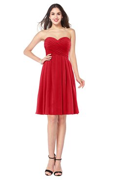 ColsBM Jillian Red Gorgeous Sweetheart Sleeveless Half Backless Knee Length Plus Size Bridesmaid Dresses